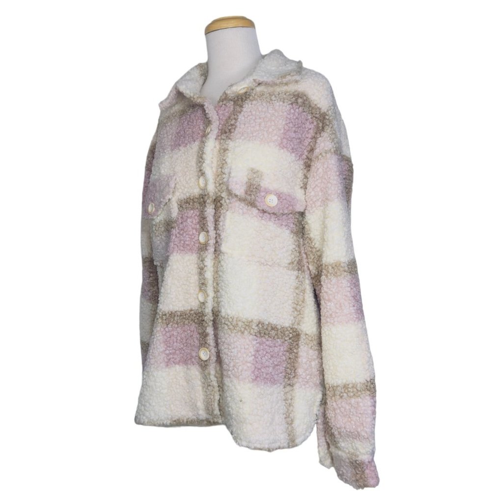 Mable Women's Sherpa Jacket Beige Pink & Brown Size M - Picture 8 of 14